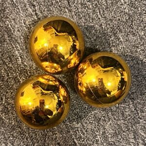 Set of 3 Jumbo Gold Ball Bauble Christmas Ornaments Solid Hanging Decorations
